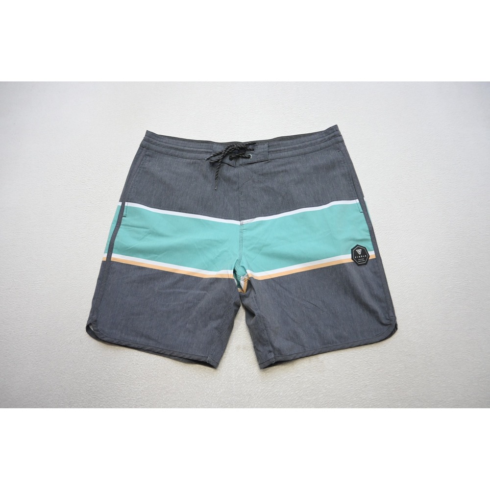 Vissla Board Shorts Mens 36 Gray Teal Coconut Stretch Surf Athletic Excellent